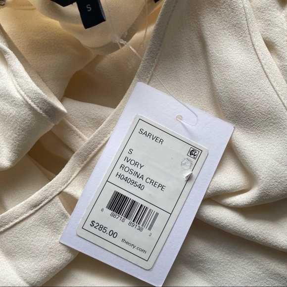 NWT Theory Sarver Rosina Ivory Cold-Shoulder Top - Size Small - Picture 8 of 8